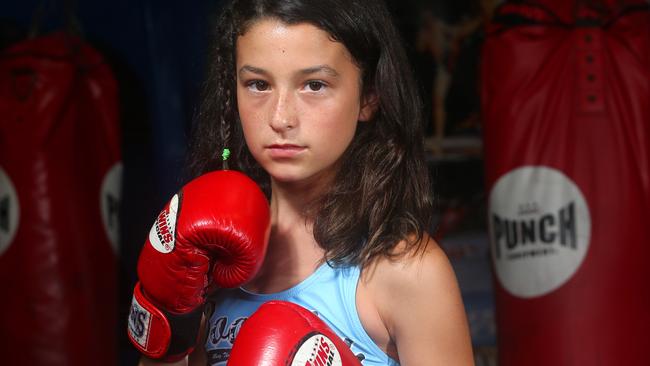 Jasmine Parr, 11, during a portrait session at the Boonchu Gym in Burleigh Waters, Gold Coast. Picture: Regi Varghese