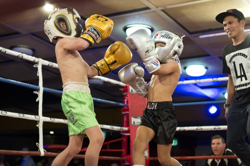 Fundraising bout participants Junior Richards (left) and Adrian Young at Smithy and TGW Bring The Big Fights 14 at Rumours International, Saturday, October 22, 2016. Picture: Kevin Farmer