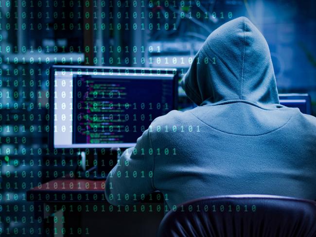 Hackers using laptop computers to penetrate security systems to steal big data from the server room; scammers generic fraud cyber