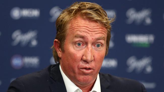 Roosters coach Trent Robinson revealed he wouldn’t change a thing about his explosive press conference from last Friday. Picture: Chris Hyde / Getty Images