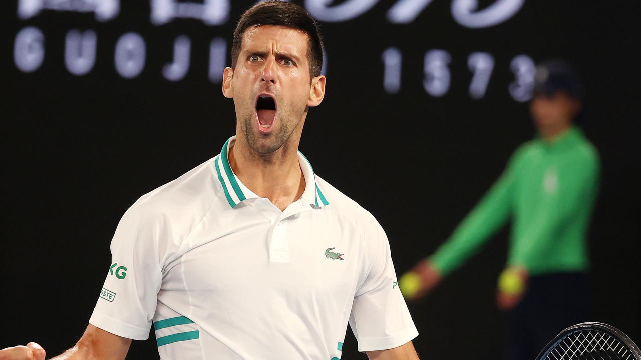 Novak Djokovic is well ahead against Aslan Karatsev (Pic: Michael Klein).