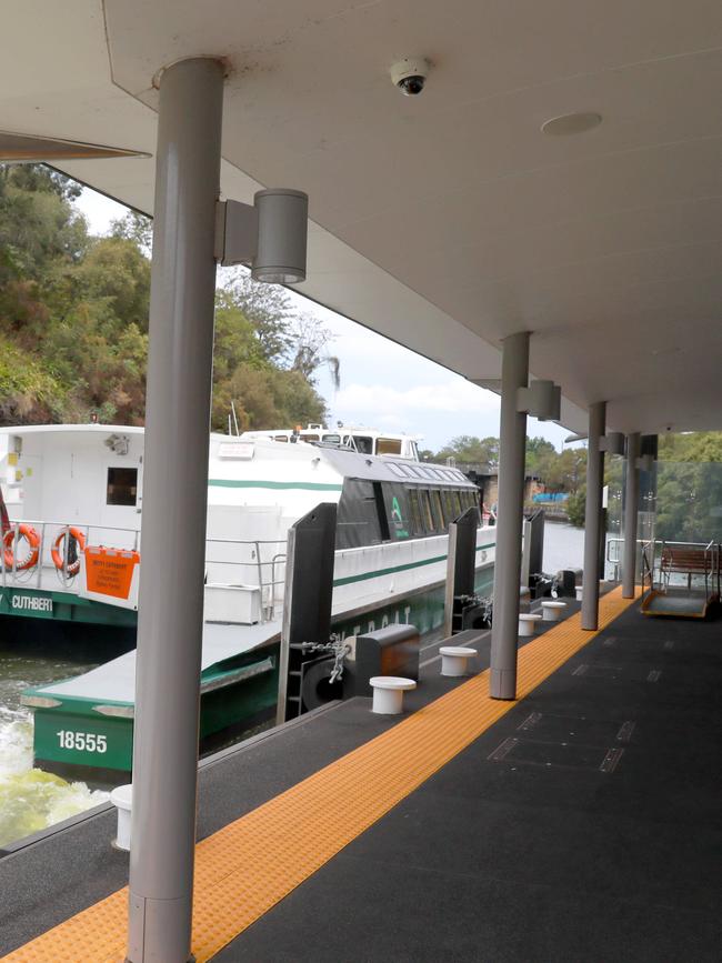 The Betty Cuthbert Rivercat leaves Parramatta Wharf.