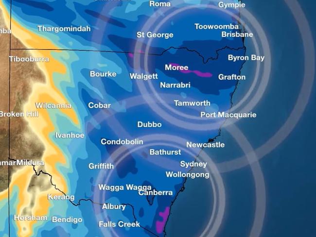 BOM weather maps as rain event recedes. Picture: BOM