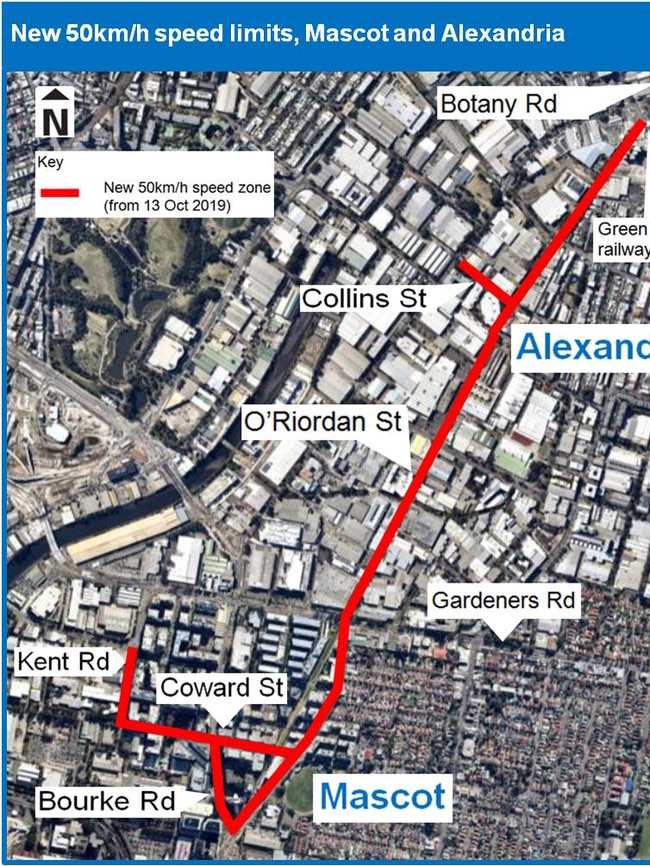 The roads in red will be reduced from 60km/h to 50km/h.