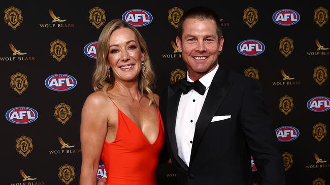 Ben Cousins and Kelley Fergus arrive at the Brownlow Medal count at Perth Stadium. Picture: Michael Klein