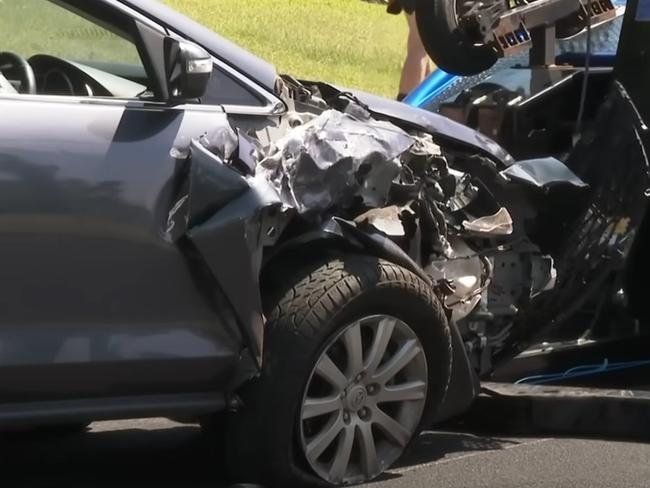 The 43-year-old driver of the other car was treated by paramedics. Picture: 7News