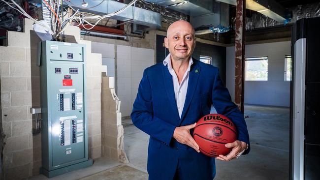 Chairman of the Tasmania JackJumpers Larry Kestelman inspects the Derwent Entertainment Centre. Picture: RICHARD JUPE