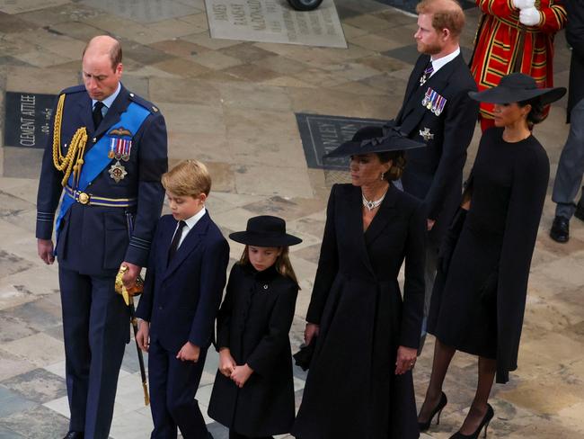 Prince William, Prince George, Princess Charlotte and Kate Middleton at Westminster Abbey after the Queen’s funeral. Picture: Phil Noble – WPA Pool/Getty Images