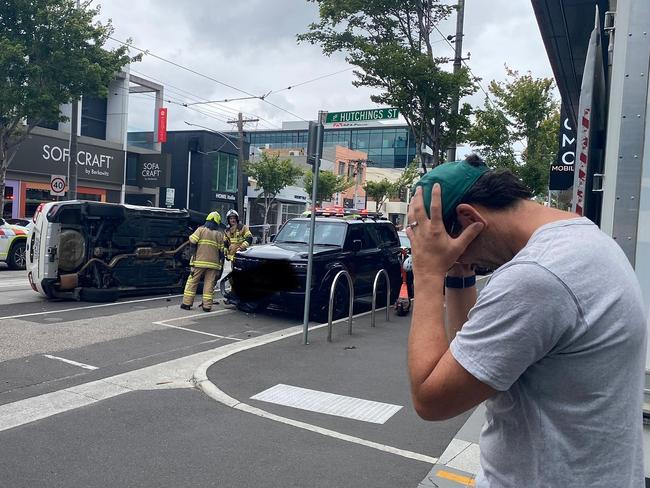 Two in custody in Richmond after fleeing the scene and flipping a car into premiership hawk jordan lewis vehicle (he wasn’t in the car at the time). Source: Instagram