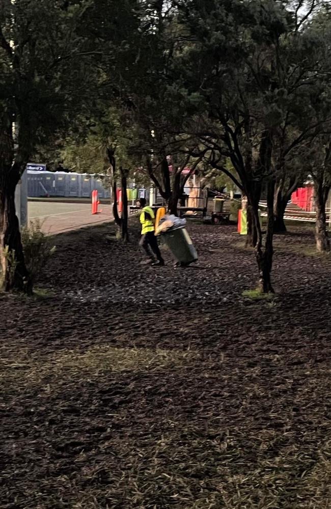 A public park was turned into a mud hole.