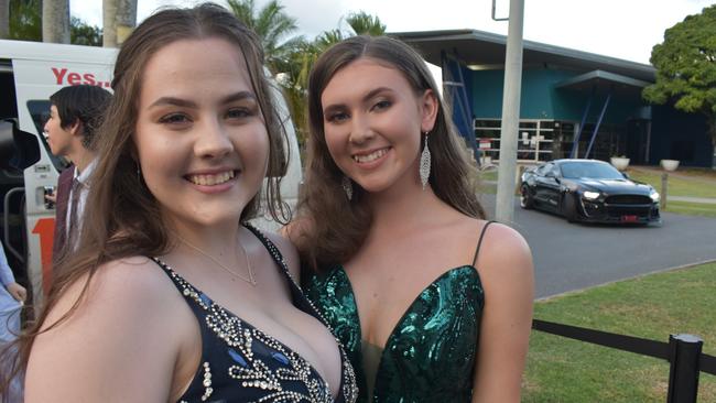 Amy Wall and Jorja Boswood at the Sarina State High School formal at the MECC, Mackay, on Thursday November 19. Picture: Zizi Averill