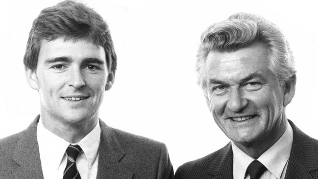 A young John Brumby, who was then the federal ALP candidate for Bendigo, with Bob Hawke in 1983.