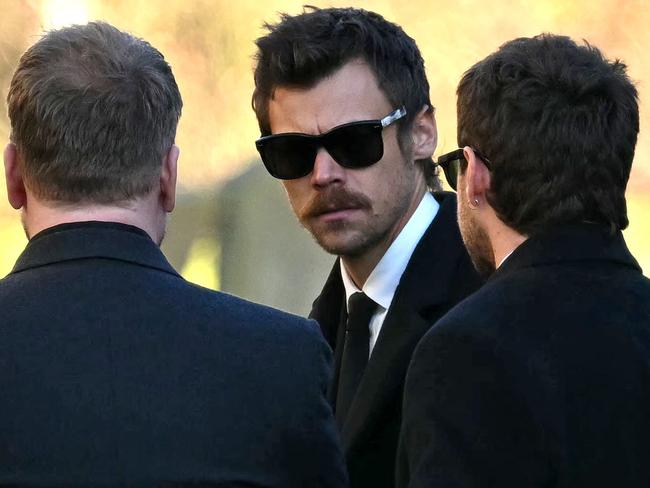 A sombre Styles wore dark sunglasses outside the church. Picture: Justin Tallis/AFP