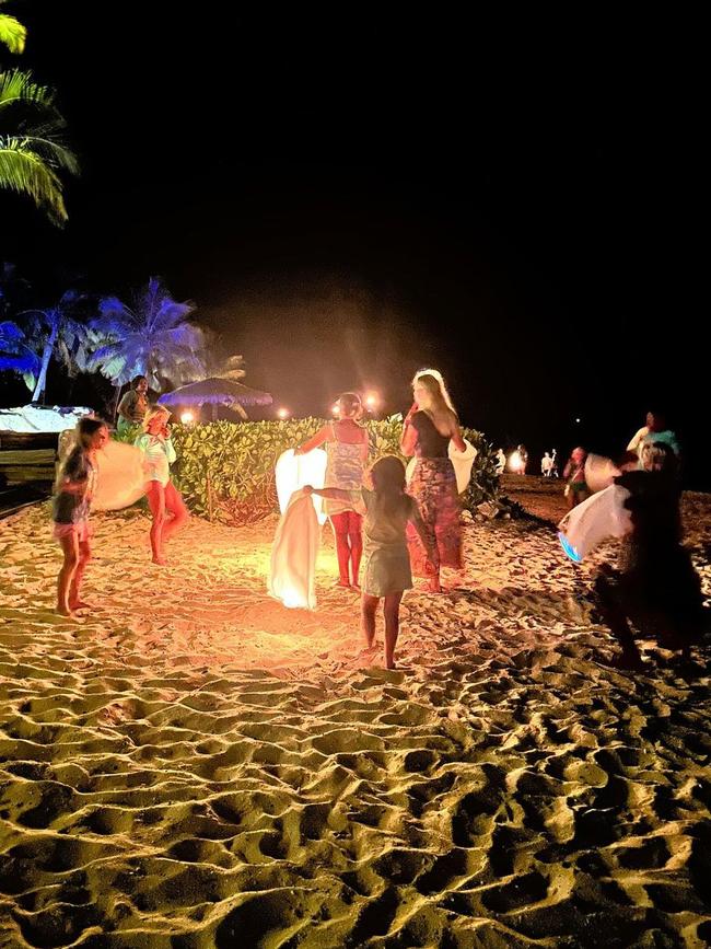 A night-time beach party.