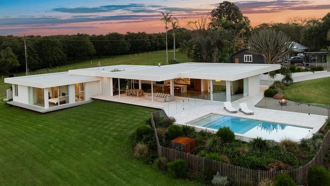 Jodhi Meares’ Brooklet purchase is a modernist-inspired home with a Z-shaped floor plan. It has an avocado, citrus, banana and papaw orchard. Picture: realestate.com.au