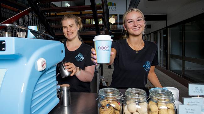 Nook Espresso employees Lilly Rogers and Renay Littleboy. Picture: Jerad Williams