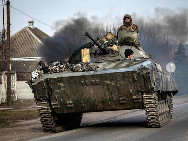 A Ukrainian tank in the northeastern city of Trostianets. Picture: Fadel Senna/AFP