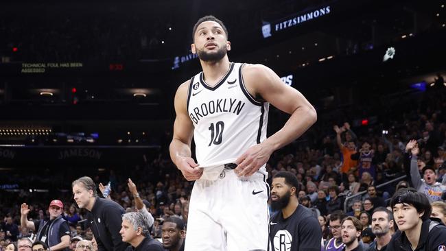 Ben Simmons was ejected against the Suns. Photo by Chris Coduto/Getty Images