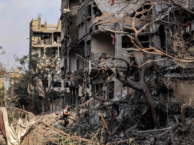 Gaza City's al-Karama neighbourhood on October 11, 2023, as raging battles between Israel and the Hamas movement continued. Picture: MAHMUD HAMS / AFP