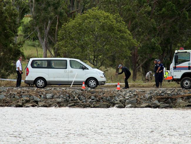 The white van careered off the road at Tumbulgum on Monday. Picture: Nathan Edwards