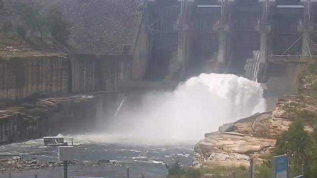 17/12/2024: Seqwater live feed showing flood releases at Wivenhoe Dam on Tuesday afternoon. Source: Seqwater