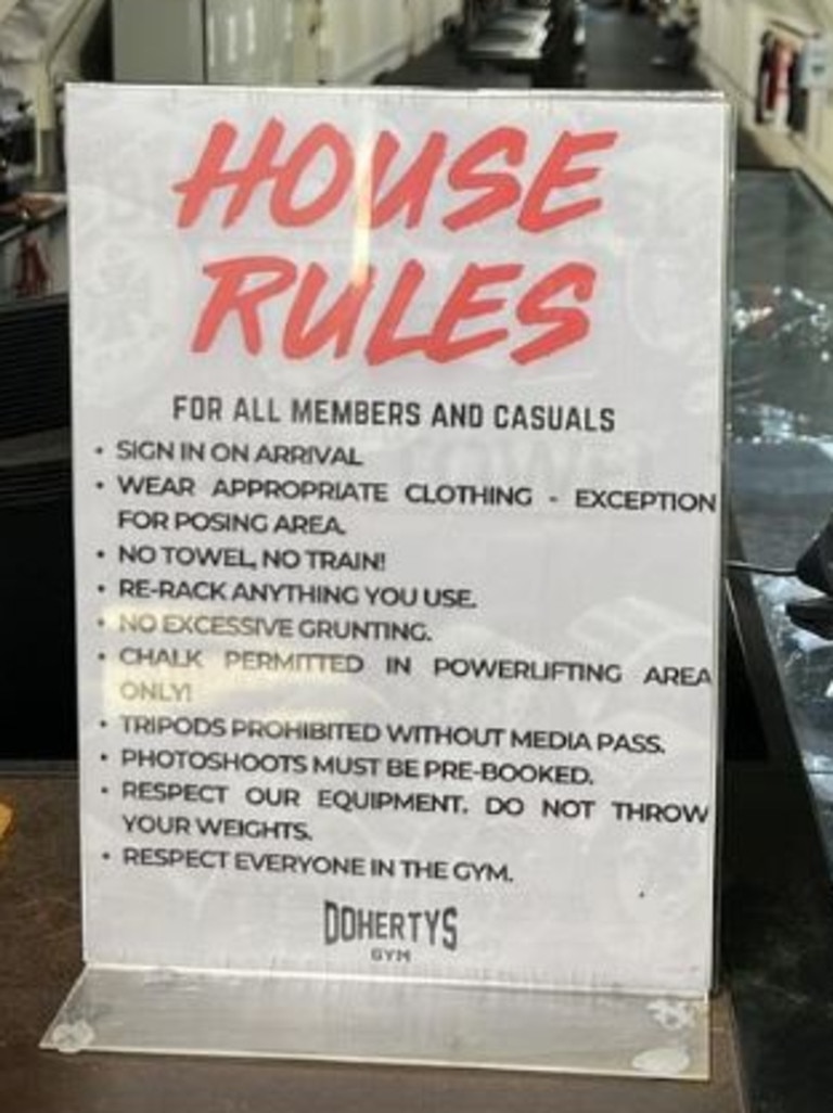 The gym’s house rules. Picture: Instagram