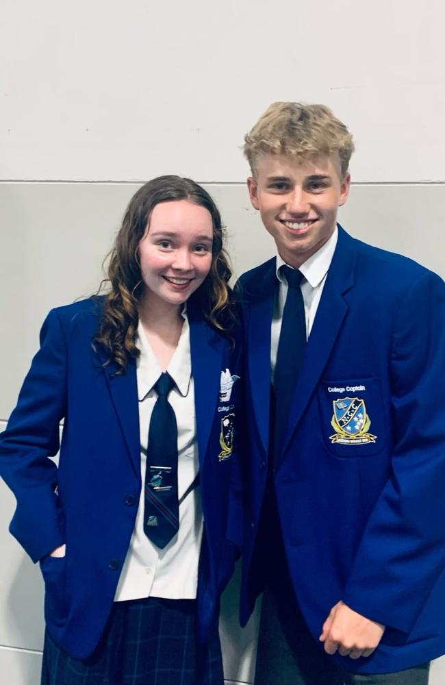 Northpine Christian College captains Kalon Tams and Eilidh Meighan. Photo – contributed.