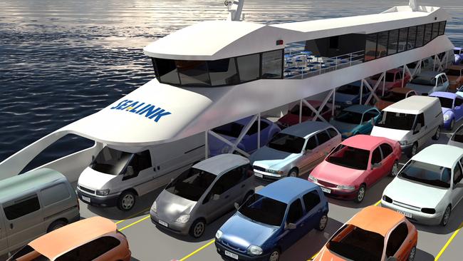 An artist’s impression of the vehicle deck of the SeaLink ferry. Picture: SEALINK