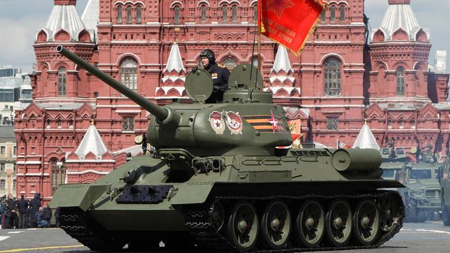 Russian military hardware roll through Red Square during the Victory Day military parade. Picture: AFP.