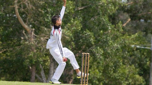 South Burnett's Nathan Roderick about to fire one down the pitch