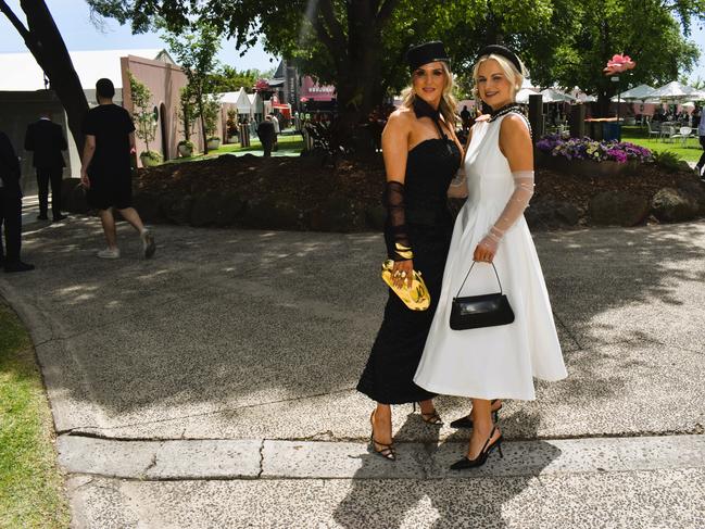 Guests in striking racewear at Penfolds Derby Day at the Flemington Racecourse on Saturday, November 02, 2024: