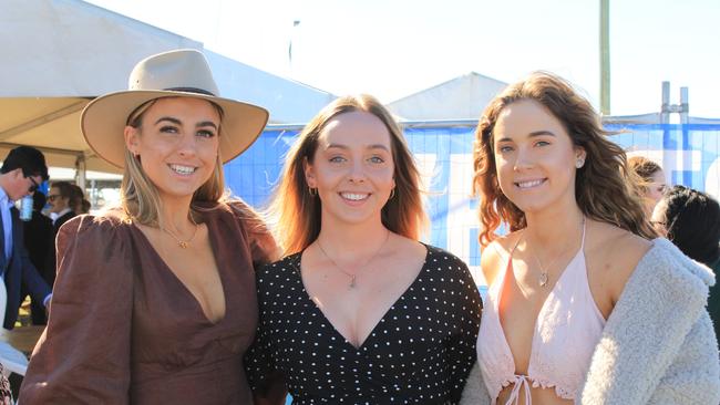 POP UP POLO BUNDABERG 2021: Montanna Clark, Emily Baldry and Annalise Sheppard at the polo.