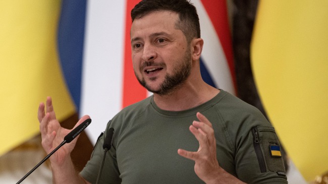 Ukrainian President Volodymyr Zelensky has escaped a car crash with "no serious injuries", his spokesman confirmed in a statement. Picture: Alexey Furman/Getty Images