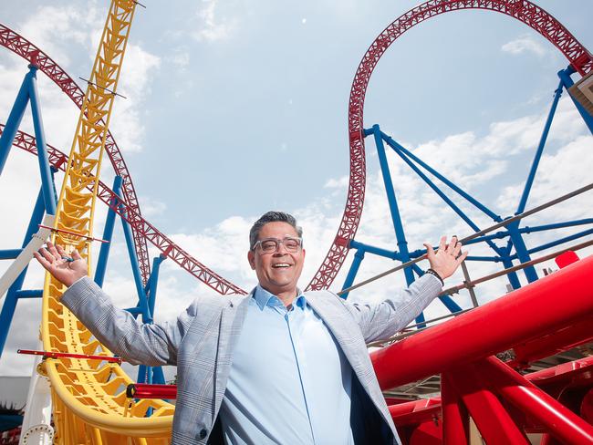 Village Roadshow Theme Parks Chief Operating Officer Bikash Randhawa at the site of the new Flash Speed Force attraction at Movie World. Picture: Glenn Campbell.