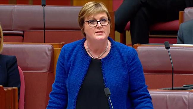 Liberal senator Linda Reynolds is questioned about Brittany Higgins during Senate Question Time on February 23. Picture: NCA NewsWire