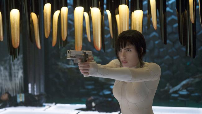 Major Motoko Kusanagi (played by Scarlett Johansson) in a scene from <i>Ghost in the Shell</i>. (Jasin Boland/Paramount Pictures and DreamWorks Pictures)