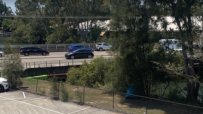 A tent pitched outside Child Safety offices on the Gold Coast.