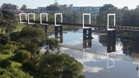 An artist's impression of the river walk and crossing along the Georges River. Picture: Liverpool Council