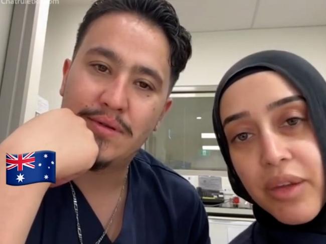 NSW government officials are investigating after a Rashad Nadir and Sarah Abu Lebdeh wearing their NSW Health uniforms were filmed declaring they refuse to treat Israeli people and would “kill them” if they present to their ward.