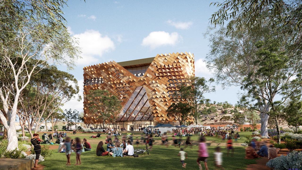 Artist impressions, released in June, of the new Aboriginal and Torres Strait Islander Art Gallery of Australia to be built in Alice Springs.