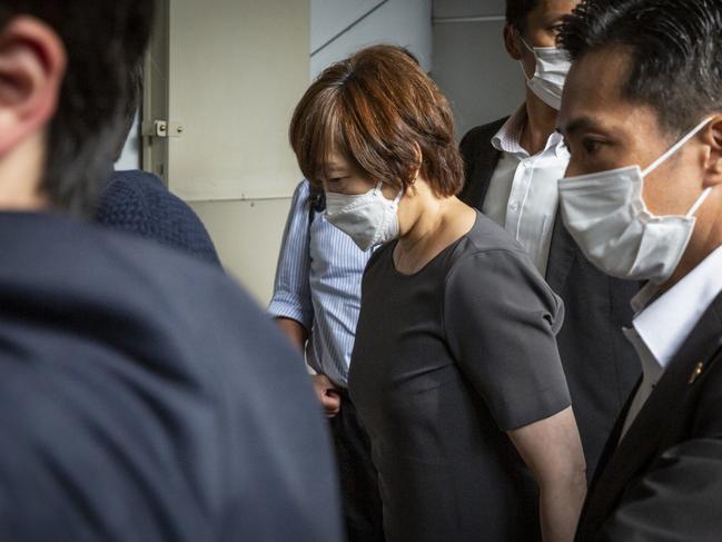 Mr Abe’s widow Akie Abe after the shooting. Picture: Getty Images