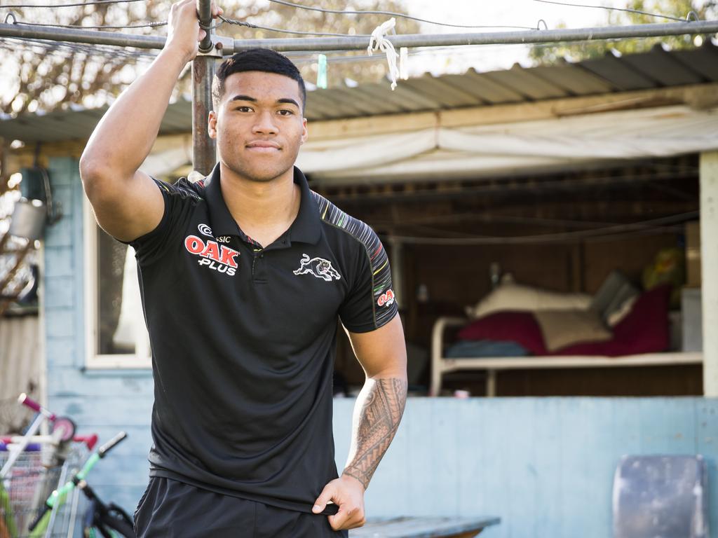 Penrith Panthers player Brian To’o at his family home in Whalan. Picture: Dylan Robinson