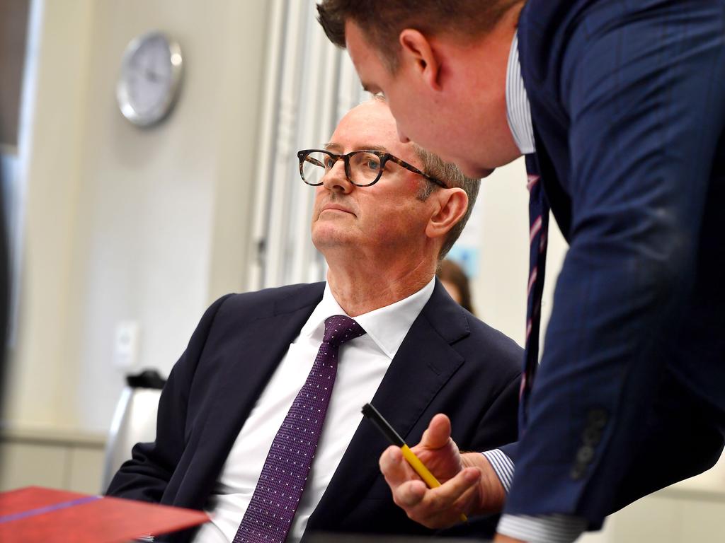 Councillor Adam Allen chairs the meeting of the ethics committee surrounding a Facebook post by Cr Jonathon Sri. Picture: John Gass