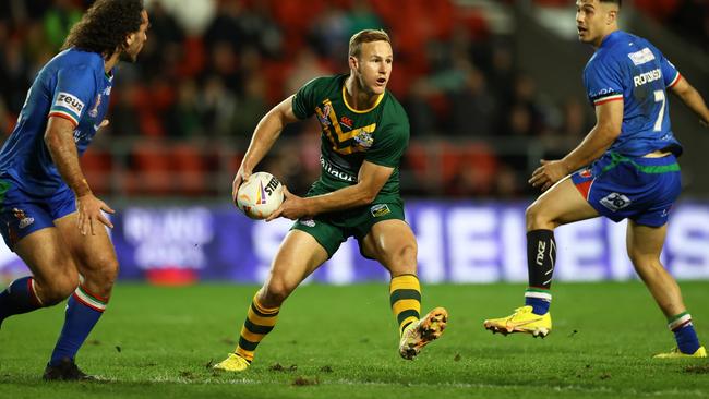 Daly Cherry-Evans (C) and Nathan Cleary both had standout games against Italy. Picture: Getty