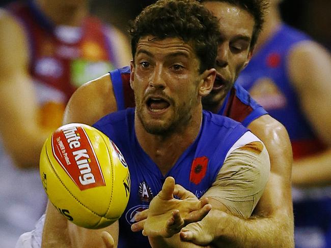 Tom Liberatore did not win a clearance against the Lions last Saturday night. Picture: Wayne Ludbey