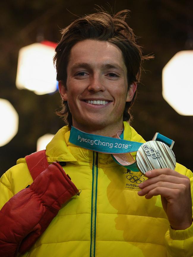 James after receiving the bronze medal in the Men's Snowboard Halfpipe at the PyeongChang games. Picture: Dan Himbrechts