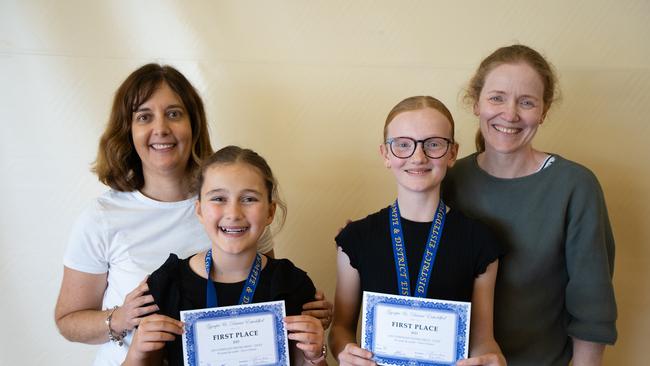 Piper Cracknell and Alice Francis won first place in the string duet (10 years and under) at the Gympie Eisteddfod. August 1, 2023. Picture: Christine Schindler