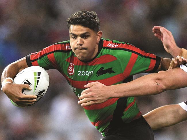 South Sydney fans get a glimpse of what Latrell Mitchell would look like in a Rabbitohs jersey.