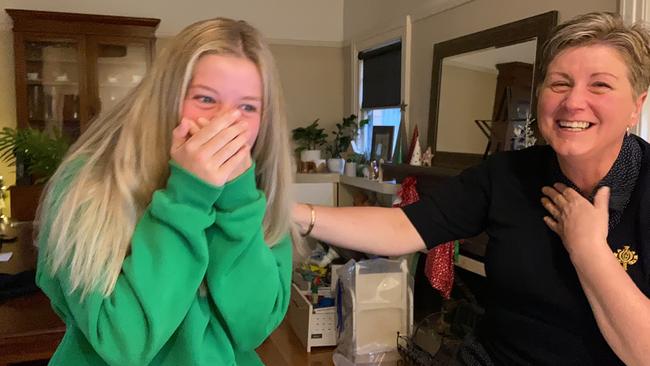 Lucy Carter and mum Barbara can't believe what they’re seeing.