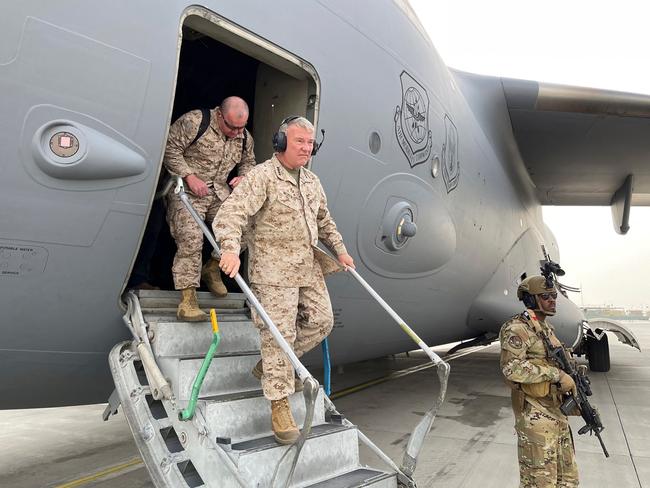 US Marine Corps Gen. Frank McKenzie, told the Taliban any interference with the evacuation would be met with “overwhelming force”. Picture: AFP